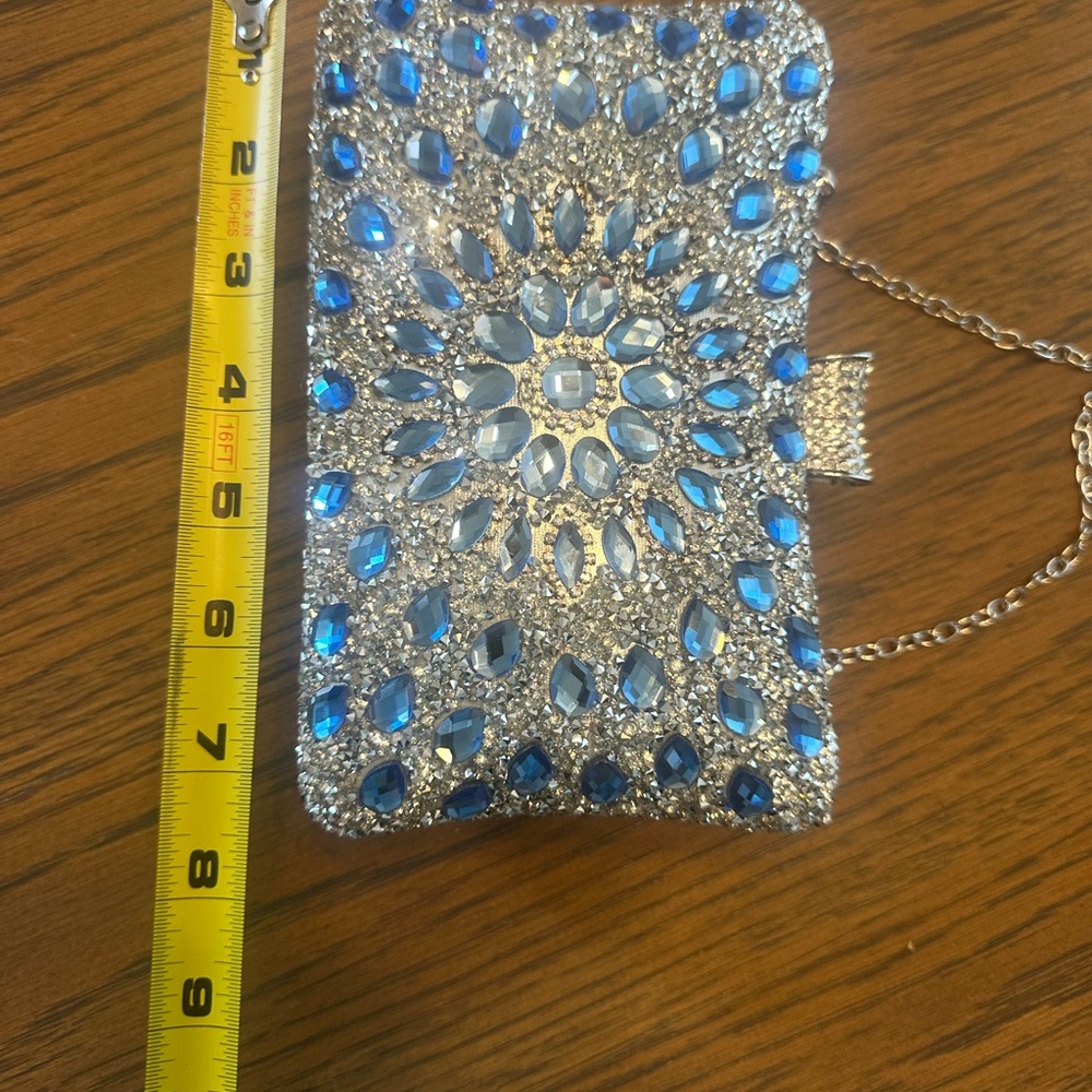 Blue and Silver Beaded Clutch